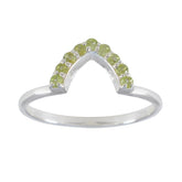 Naomi green gemstone crown ring with delicate silver band and small green stones